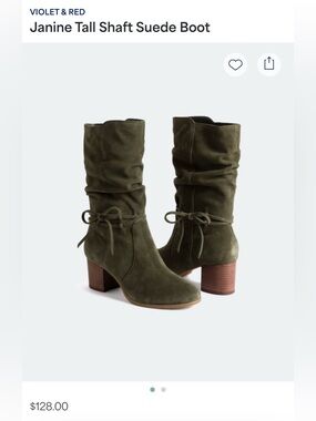 Elegant Green Janine Suede Heeled Boots